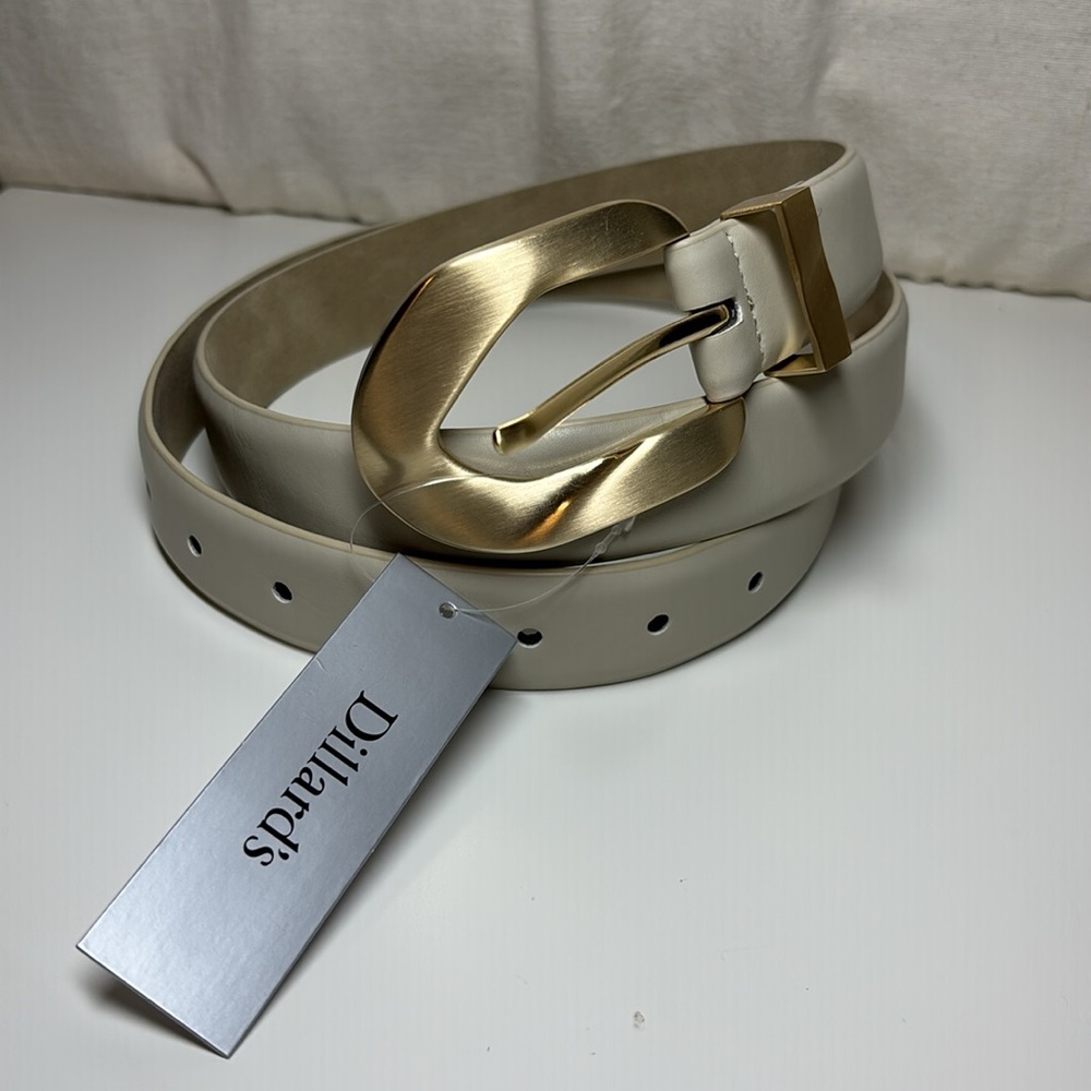 Dillards White Belt With Gold Buckle | Sz XL | NWT